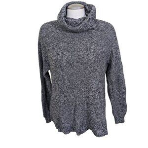 Madewell Womens Large Knit Sweater Top Gray Marled Cowl Neck Split Back Cozy